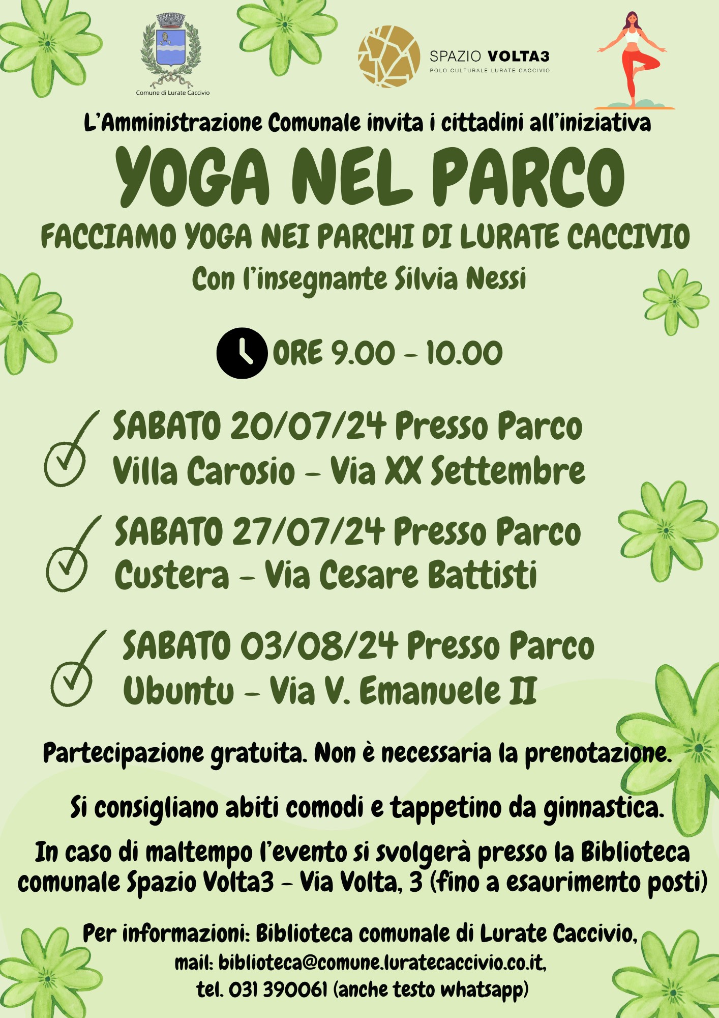 Yoga insieme nel Parco Custera