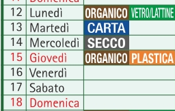 Servizio raccolta differenziata 15/08