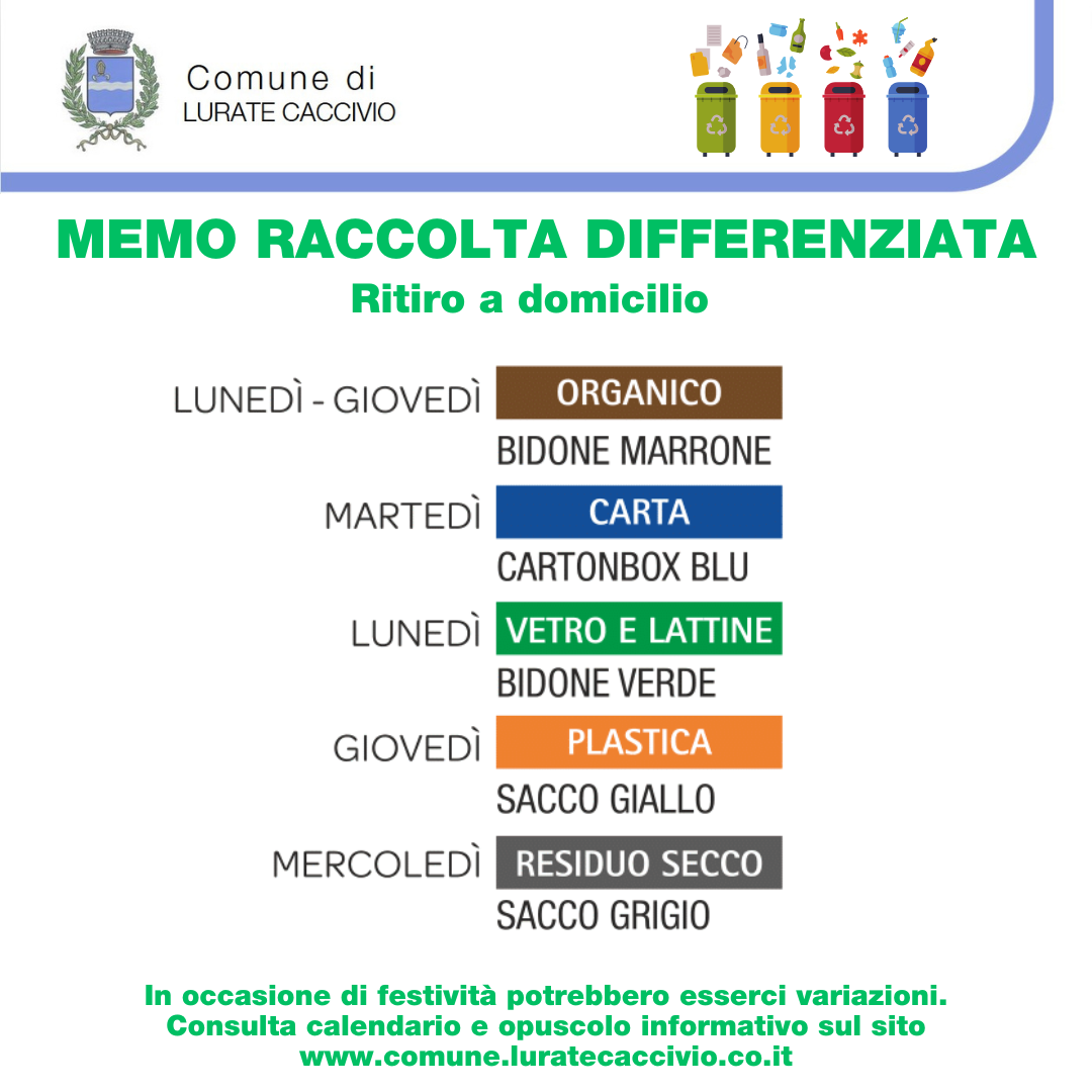 Calendario raccolta rifiuti 2025