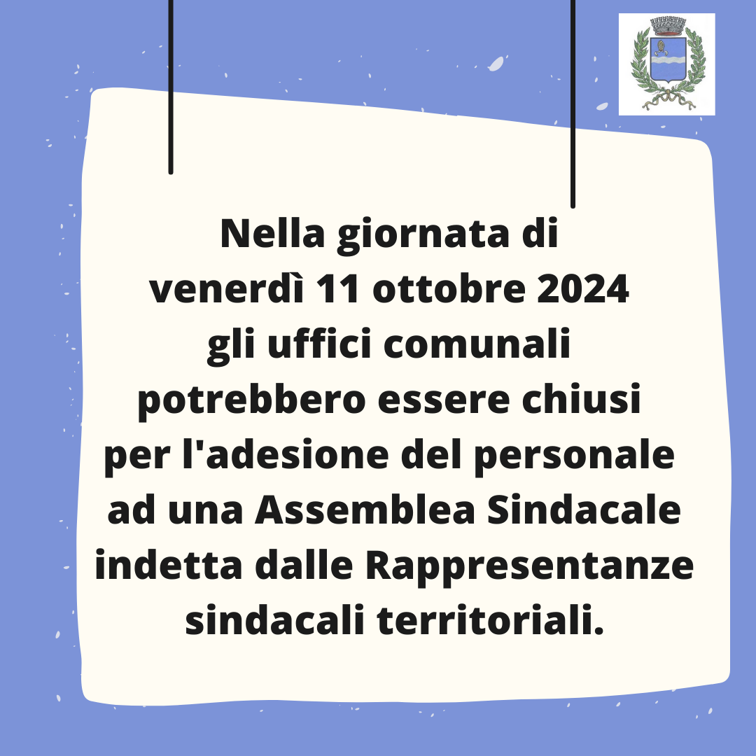 Possibile chiusura uffici comunali per assemblea sindacale